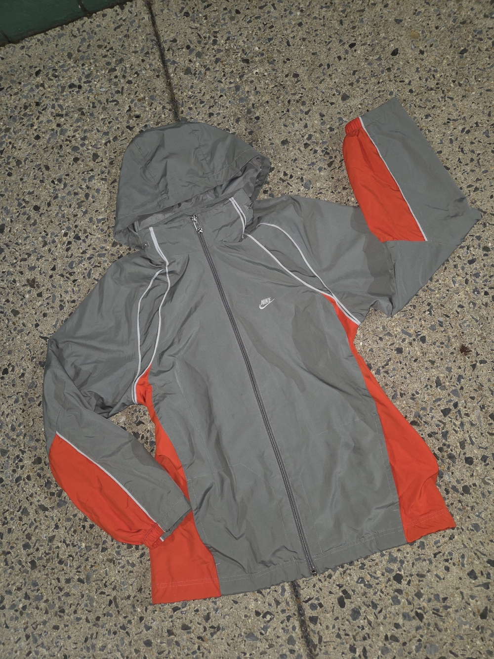 Nike Gray and Red Hooded Track Jacket